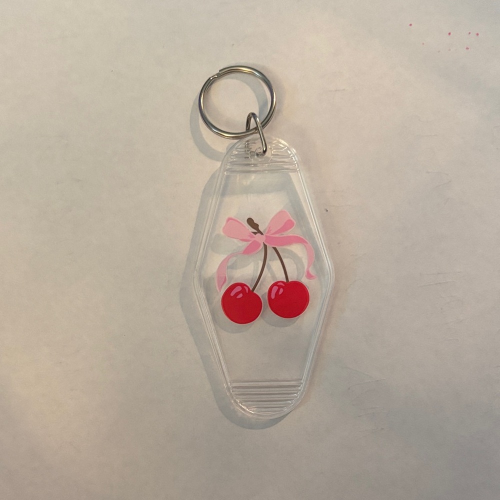 Single Cherry bow keychain
